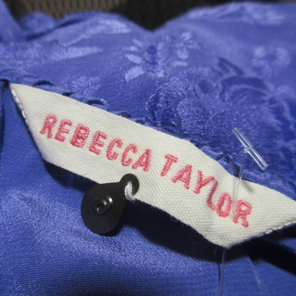 Rebecca Taylor Ruffle Tiered Cocktail Party Dress 6 100% SILK Floral Purple Boho - Picture 8 of 8